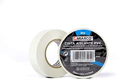 miarco 26664 CINTA AISLANTE M13 20M BLANCO 10 UNIDADES, 19MM X 20