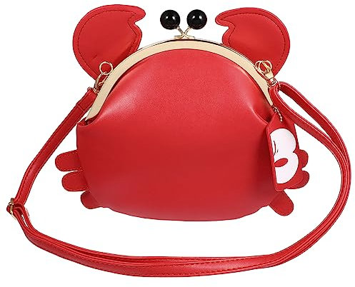 VALICLUD Kuss Verschluss Umhängetasche Pu Leder Rote Krabben Geformte Tasche Handtasche Dekorative Schlüssel Telefon Geldhalter Tier Umhängetasche für Frauen Damen