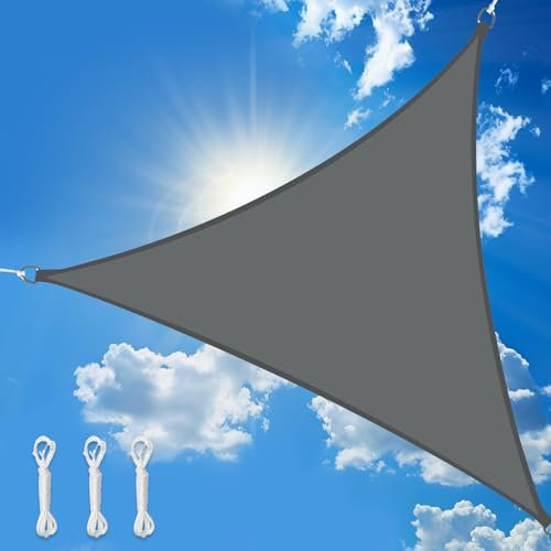 wiipara 2x2x2m Sonnensegel Dreieck, Wasserdicht Sonnenschutz Segeltuch Sunsegel, 95% UV Schutz, Regenschutz, Premium Polyester Sonnensegel für Balkon Terrasse Garten (Anthrazit)