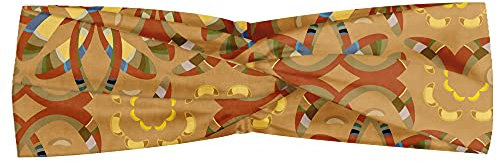 ABAKUHAUS Jahrgang Bandana Kopftuch, Afrikanische Mittelalter Motive, Elastisch und Angenehme alltags accessories, Sand Brown und Multicolor
