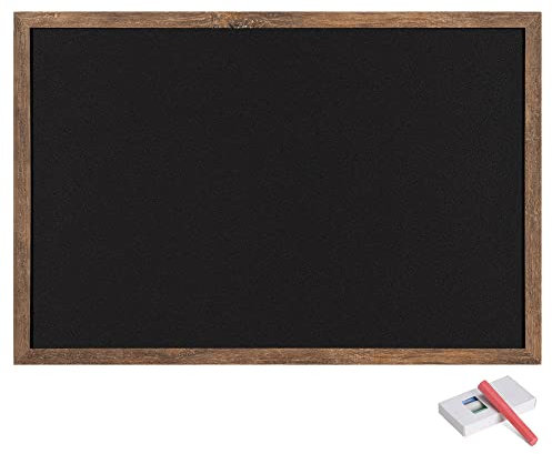 Navaris Kreidetafel mit Holzrahmen - Memoboard 60x40 cm - inkl. Kreide Pins - Tafel mit Wandhalterung - Wandtafel für Küche abwischbar - Schwarz