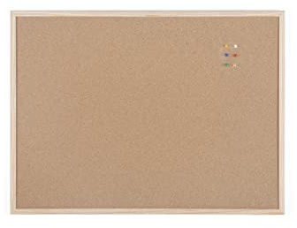 BoardsPlus - Tableau en liège - 80 x 60 cm - avec cadre en bois, avec 6 punaises