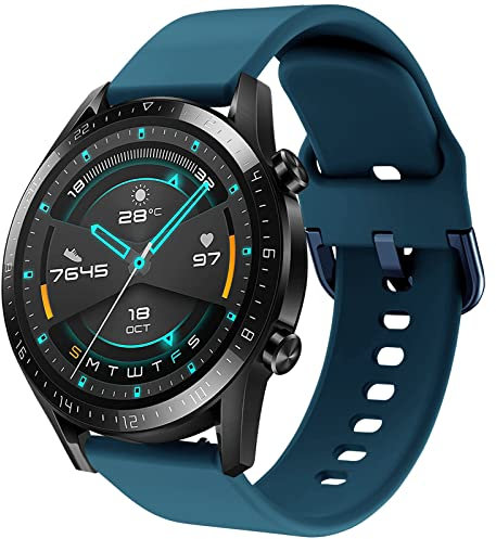 Kompatibel mit Huawei Watch GT3 Armband, 22mm Ersatz Silikon Sport Armbänder für Huawei Watch GT/GT 3 Pro 46mm/GT 4 46mm/GT5 46mm/GT2/GT 2e/GT2 Pro/GT Classic/Sport/Active/Huawei Watch 3/3 Pro/4/4Pro