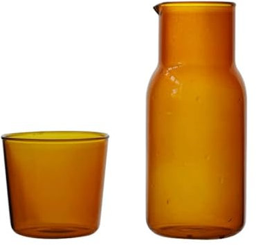 Crysdaralovebi Tasse à thé en verre transparent de style japonais résistant à la chaleur avec pichet à thé, bouteille d'eau (Ambre)