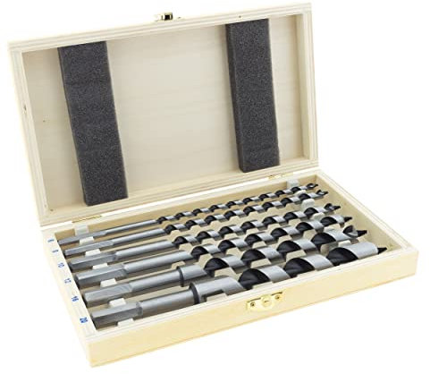 der kleine Handwerker Lot de 6 forets hélicoïdaux 230 mm en acier au carbone 6-8-10-12-16-20 mm dans une boîte en bois