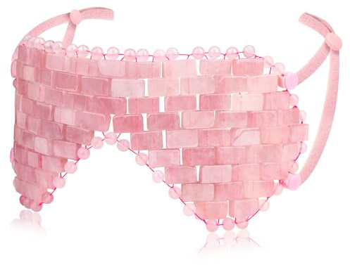 gemshan Jade ögonmask rosenkvarts ögonmask, ros jade ögonmask naturlig kristall sovmask, eliminera rynkor svullnad huvudvärk och migränlindrande mask (1 st)