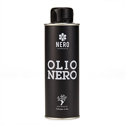 NERO FERMENTO NV Condimento a Base di Olio Extravergine di Oliva Aromatizzato all'Aglio Nero in latta da 250ml, Pronto all'Uso, Ideale per Condire o Insaporire a Crudo Carne, Pesce o Verdure