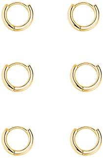 Silber 925 Creolen Set - 3 Paar Klein Ohrringe für Damen, Mädchen, Herren - Gold Huggies, Zierliche Knorpel Tragus Helix Schlafen Ohrringe 6mm