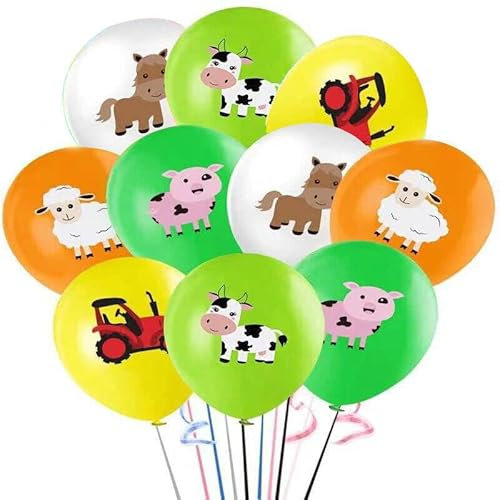 24 Luftballons * BAUERNHOFTIERE * als Deko für Kindergeburtstag und Bauernhof Mottoparty | Ø 30cm | Farm Tiere Kuh Schwein Pferd Traktor Party Ballon Ballondeko