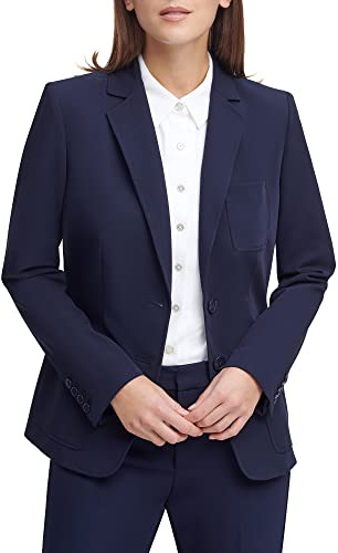 Tommy Hilfiger Women's Work Jacket One Button Blazer Jackets, Midnight, 8