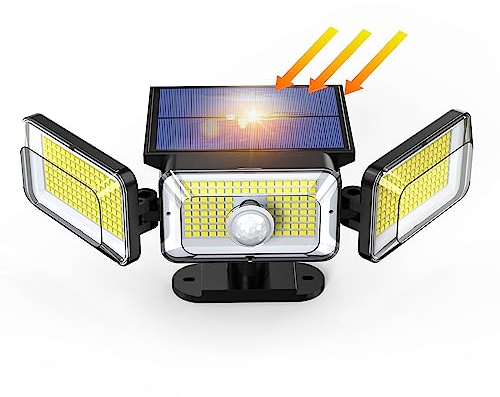 OOTDAY Outdoor Solar Light, Solar Security Light, Solar Motion Detector Light, 2 Motion Sensors, IP65 Waterproof, 368 LED for Garden Patio Garage