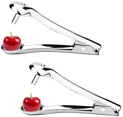 2uds Cherry Corer Pitter, Acero Inoxidable Deshuesador de Cerezas Portátil Descorazonador de Cerezas Removedor de Semillas de Cerezas para Cocina Cereza Espino Rojo Fecha Azufaifo