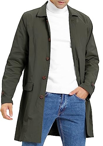 Feziakuk Trench uomo monopetto lungo cappotto leggero risvolto autunno inverno giacca mezza stagione