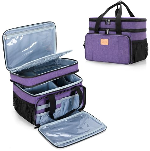 Luxja Sac de Médecine 2 Couches avec Séparateur Amovible, Sac de Rangement de Médicaments Convient pour Maison ou Voyages (Sac Seulement), Violet