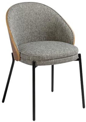 Angel Cerdá – Silla Comedor Tapizada en Tela Gris | Sillas Comedor Modernas, Diseño Minimalista, Elegante | 54 x 54 x 75 cm, Patas de Acero Negro | Cómoda, para Comedor, Salon