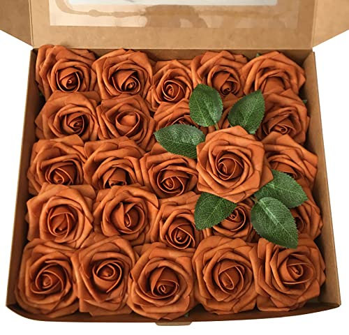 FNKDOR 25 PCS Künstliche Rosen Blumen Foamrosen Schaumrosen Kunstblumen Rosenköpfe Kunstrose DIY, Hochzeit Blumensträuße, Braut Zuhause Dekoration (E, B)