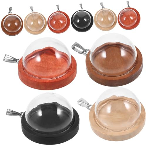 NUOBESTY 10st Holzglasabdeckung Tabletts Rohlinge Charm Armband Cloche- Klarglas-cabochons-set Cloche- Aus Glas Bastelfassungen Halskette Hölzern