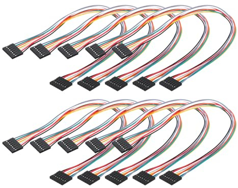 sourcing map Female to Female 7Pin Breadboard Jumper Wire 2.54mm Pitch Single Row Ribbon Cable 30cm Long Breadboard Ribbon Cables for Breadboard Electronic Projects Pack of 10,Multicolored