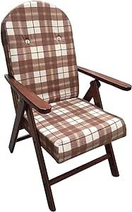 Poltrona in legno reclinabile in 4 posizioni Amalfi Campania per soggiorno o cucina, con cuscino con imbottitura (105 cm altezza), marrone MADE IN ITALY