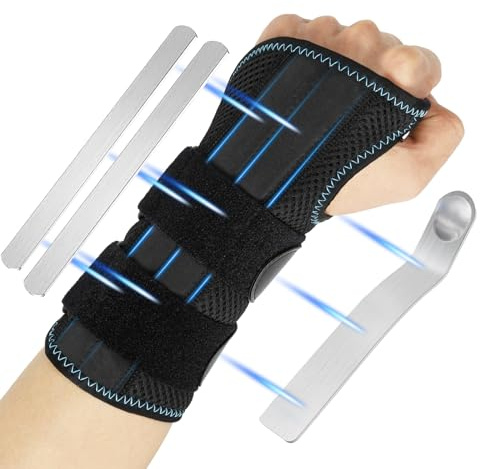 SUPRBIRD Handgelenk Bandagen, Handgelenkstütze mit 3 Metallschiene-Stabilisator, Karpaltunnel Bandage Links-zur Linderung von Tendinitis Arthritis Schmerzen Im Karpaltunnel (Links, L/XL)