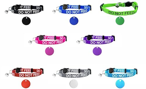 LARRYROO Katzenhalsband mit Aufdruck Do Not Feed, weiches Nylon und Sicherheitsschnalle, mit personalisierbarer Gravur, 22 mm, eloxierte ID-Haustiermarke, Rot