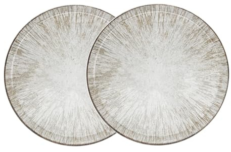 Van Well Assiettes à pizza italiennes Crète grandes ø 33 cm – Assiettes XL en porcelaine pour pizza, pâtes et salade – Convient au micro-ondes, lavable au lave-vaisselle, bien empilables (Crète, 2