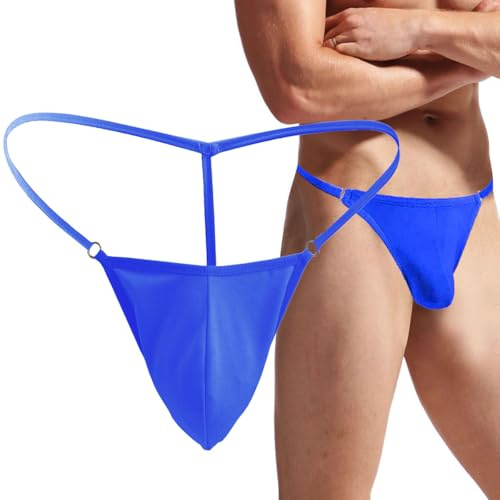 VemeFufu Tanga da uomo, biancheria intima, perizoma in filo sexy, slip da uomo, 1 confezione C. Blu, Taglia unica