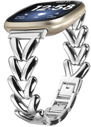 Gimuk Metallarmband, kompatibel mit Fitbit Versa 4/Sense 2, Armband für Damen und Herren, verstellbares Edelstahl-Armband, Ersatz-Uhrenarmband, Armband für Fitbit Versa 3/Sense