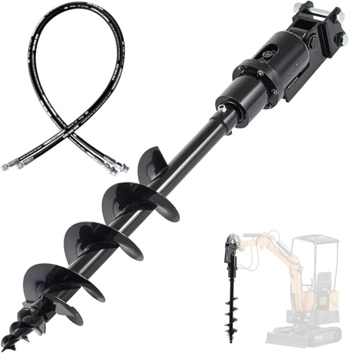 DANWIWEE Tarière hydraulique pour Mini-Pelle 800-2000 kg, Accessoire de Forage Diamètre 20 cm, pour le Percement de Trous et la Pose de Piquets