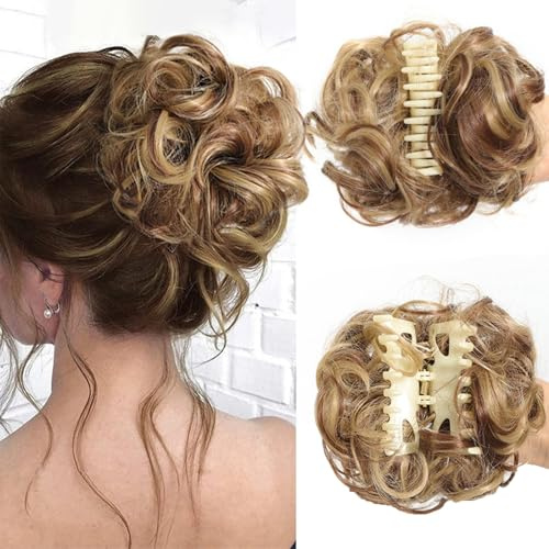 Dutt Haarteil für dickes Haar, elegante Haarspangen für Damen, lockiges Haar, Haarteil mit Clip, weiche synthetische Haarteile (19#)