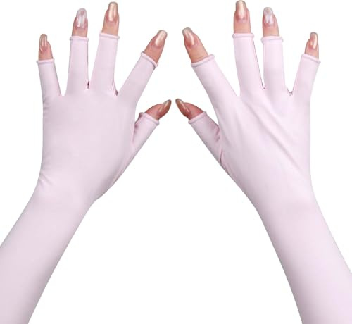Delanie Long UPF 50+ UV Gloves Fingerless for Gel Manicure UV Protection | Fingerless Gloves for UV Nail Lamp, Gel Nail Lamp, UV lamp, Skin Protection for Manicure Gel Curing Nail Curing UV protection