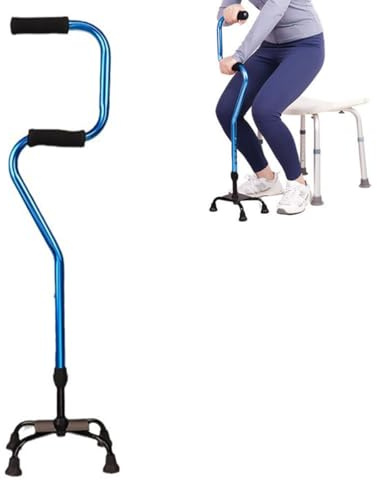 YGMXZL 4-Bein Gehstock für Senioren & Behinderte – Verstellbarer Gehhilfe (80-92cm) mit Extra Breiter Basis & Griffhaltung, rutschfeste Gummifüße – Stabiler Mobilitätshilfe für Damen/Herren