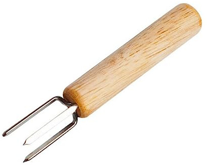 VANZACK 3pièces Fourchettes à Maïs Acier Inoxydable avec Manche Bois Support à Maïs Portable pour Barbecue Fourchettes Alimentaires pour Grains