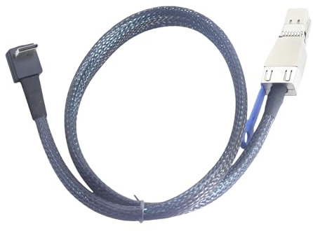 Zqxnt Câble de serveur coudé à 90 degrés 50/100 cm pour PCIE SFF 8611 vers SFF 8644 4i Cordon de conversion efficace haute tension Câble de connexion serveur