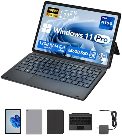 BNCF Laptop 2-in-1 da 11 Pollici, PC Touchscreen Win 11 compatibile con Twin Lake N150, 12GB RAM 256GB SSD, Tablet IPS FHD 1920x1200 USB-C/HDMI WiFi 6 con Tastatura Magnetica e Kickstand