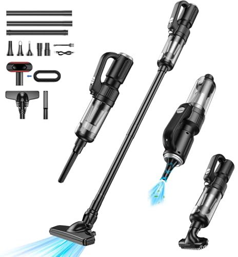Carehabi Aspirador de Mano 25000Pa Aspirador Coche Aspiradora de Mano con Motor Sin Escobillas 5200mAh para Pelo de Mascotas, Coche, Hogar