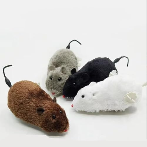 Katzenspielzeug zum Aufziehen, realistische Maus, lustiges bewegliches Haustierzubehör (1 Stück, zufällige Farbe)