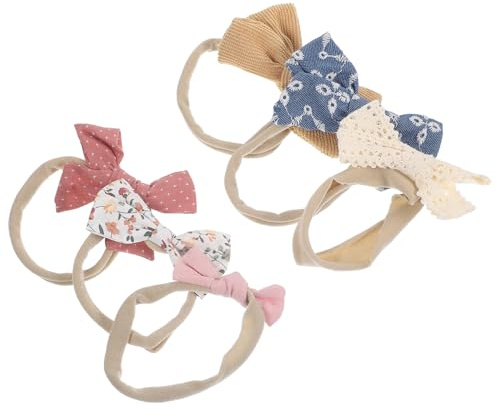 CVUTOVO Fasce Elastiche per Chioma 6 Pezzi Fiocco in Cotone per Bambina, Accessori Chioma Morbidi per Neonate e Fotografie