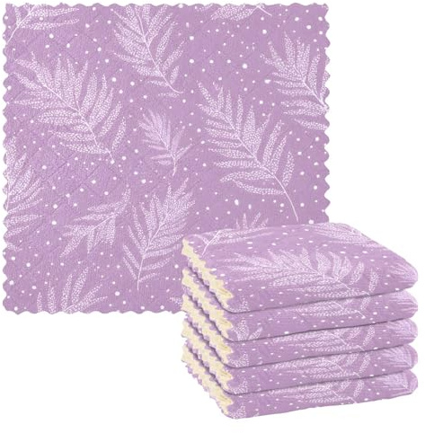 Mnsruu Microfibre Cleaning Cloths Polka Dot Leaf Pattern Reusable Dish Cloths for Washing Up 6 Pack Swedish Dishcloth Microfibre Cleaning Towels Washable Duster Rags Cloth Home