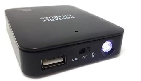 Lot de 2 chargeurs de téléphone à piles - Chargeur de batterie externe - Chargement d'urgence par 4 piles AA avec port USB et lampe de poche - Noir