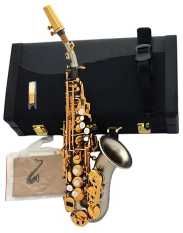 Saxophone Matt Gebogenes Hochklingendes Saxophon In Schwarz Und Silbernickel