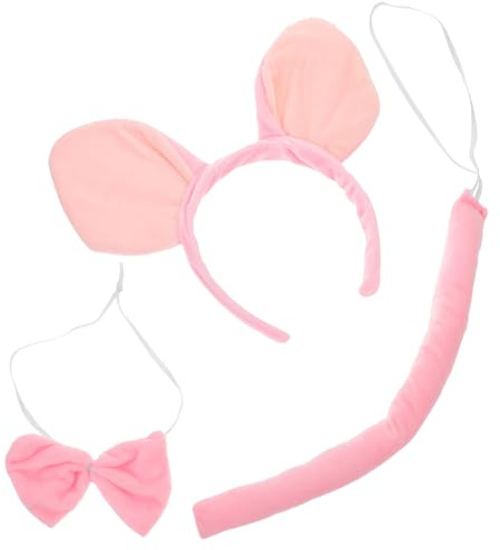 ifundom Schweinekostüm Satz mit Schweineohren Stirnband Schwanz und Fliege Weiches Cosplay Haarband für Damen Party Accessoire für Halloween Karneval und Fasching