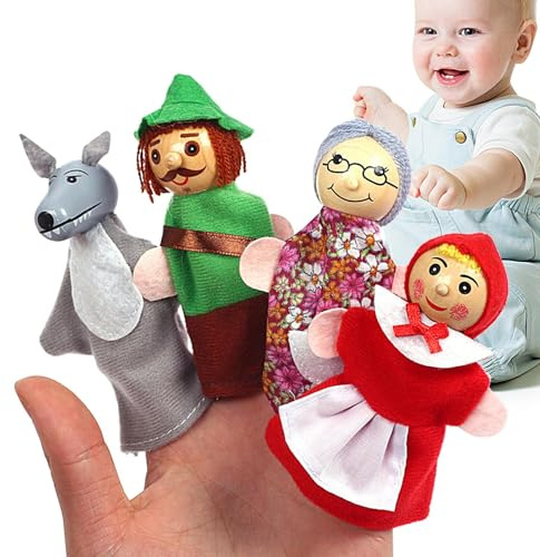 Fingerdockor set djur – 4 stycken dockor | pedagogisk leksak berätta