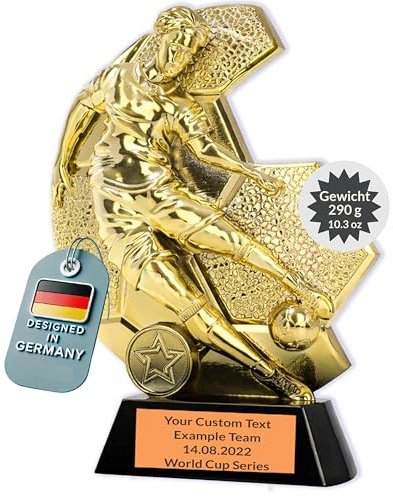 Larius Fußball Trophäe (14,5 cm, 290g) – Siegerpokal mit/ohne Gravur – Fußball Pokal für Kinder & Erwachsene – Turnier, MVP, Auszeichnung - F5