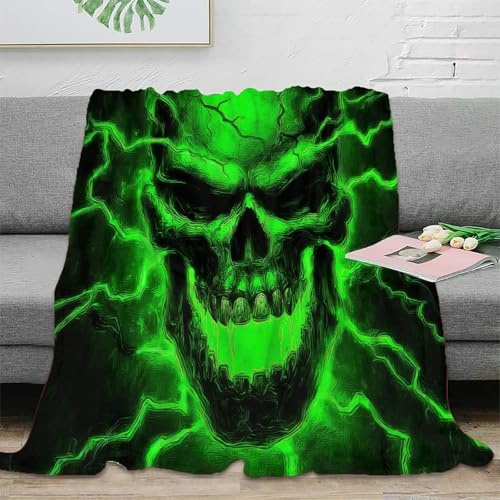 NAOFEKUID Impactante Manta Cráneo 3D Impreso Microfibra Decorativa Cráneo Manta para Adultos Jóvenes Sofá 50x60(127x152cm)