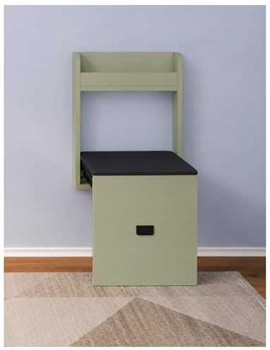 Generisch Klappbare Schuhbank zur Wandmontage, Klappbank 40 cm Breit mit 7 cm Klapptiefe, PU-Sitzkissen und Oberer Ablage, für Eingangsbereich, Flur und Garderobe(B)