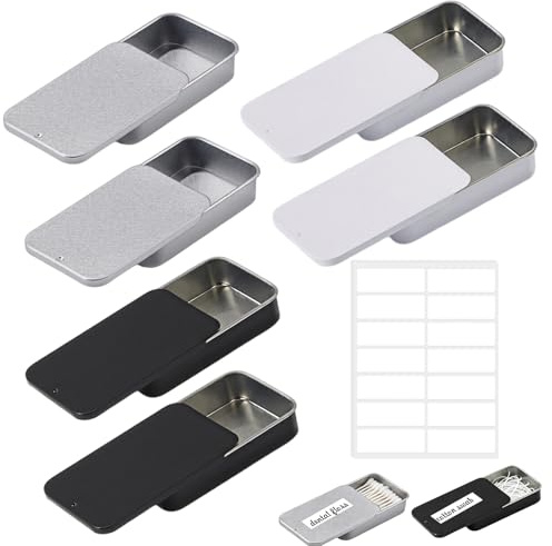 YEDOUALE 6 Cajas Metálicas para Bastoncillos y Bolas de Algodón con Tapa Deslizante, 3 Colores y Etiquetas, Organizador Portátil para Viaje, Baño, Hilo Dental y Pequeños Objetos