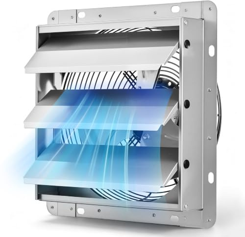VEVOR Ventilatore Estrattore con Serranda 268 mm 812 CFM Alette Automatiche | Aspiratore da Parete, Struttura in Acciaio, Motore AC a Basso Rumore, per Sottotetto, Garage, Fienile e Serra, Argento
