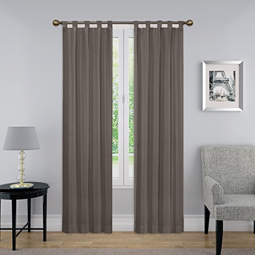 PAIRS TO GO Montana Modern Decorative Tab Top Window Curtains for Bedroom or Living Room (2 Panels), 30 x 84, Grey