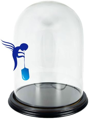 Campana di Vetro diametro 20 Alta 30 cm con Base Legno Glass Domes
